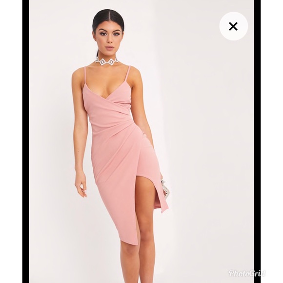 pink slit dress